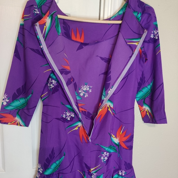 Purple 80s drop waist dress - Picture 3 of 4
